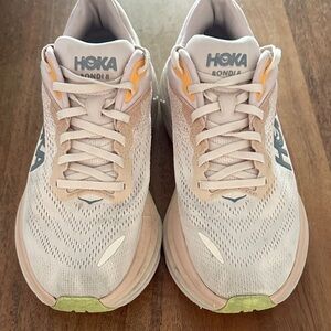 Hoka Women's Cream and Pink Athletic Shoes